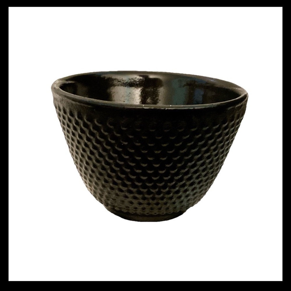 Teaology Cast Iron Fine Hobnail Tea Cup Enamel Coating 120ml, Black